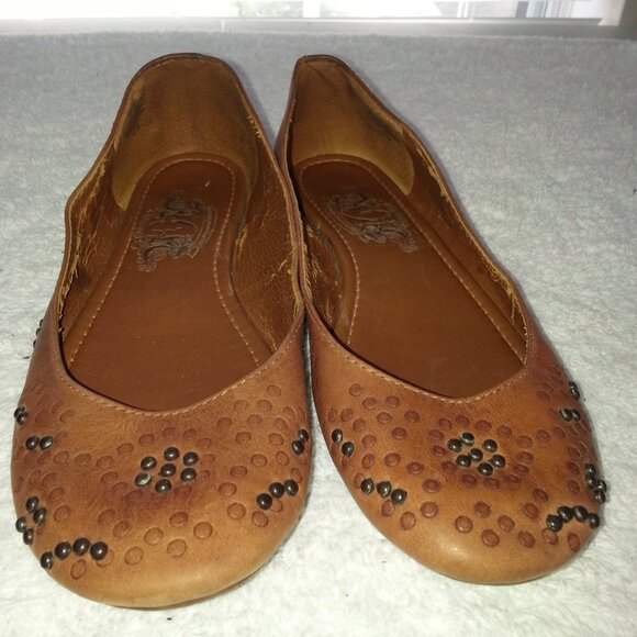 Brown Nine West Leather Ballet Flats Worn - Picture 6 of 11